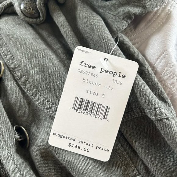 New with Tags! Free People Emilia military ruffle jacket, olive green, Small - Picture 8 of 8